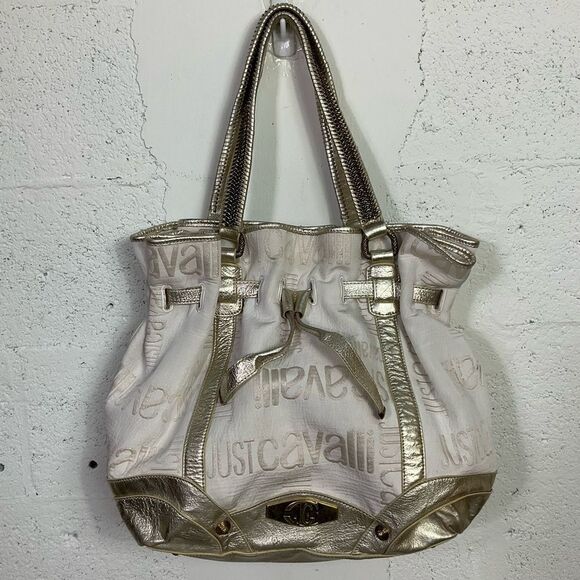 Roberto Cavalli Handbags - Roberto Cavalier Just Cavali Vintage Metallic Logo Tote Shoulder Bag